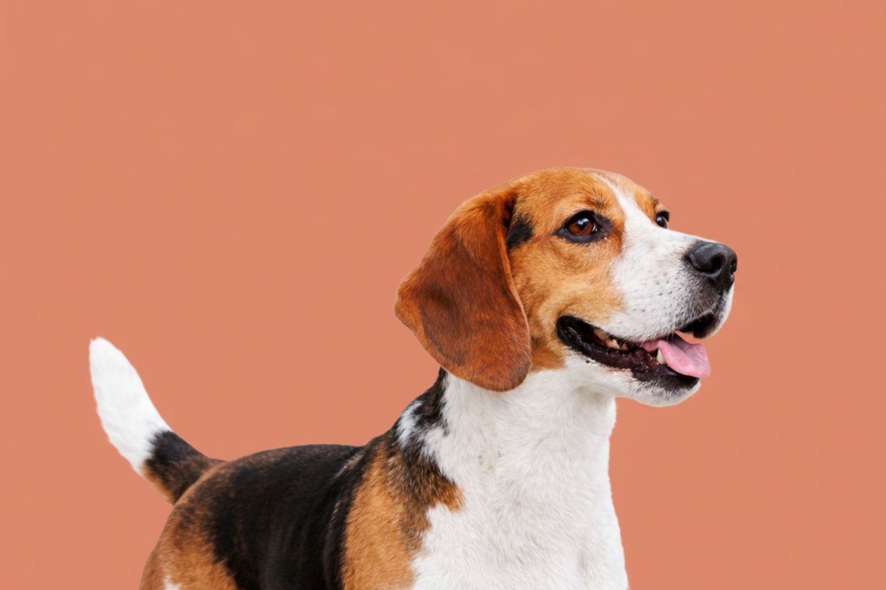 Dog with coral background