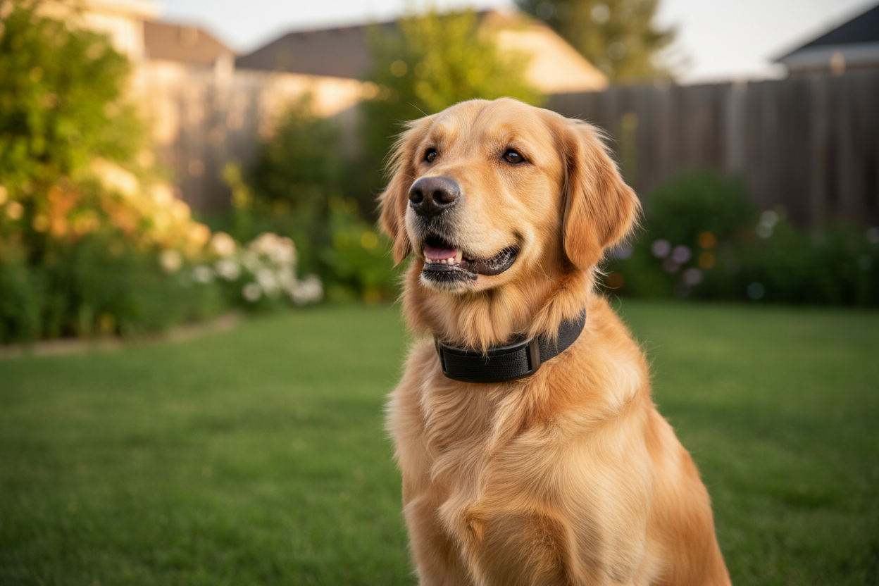 Golden Retriever with actual bark collar